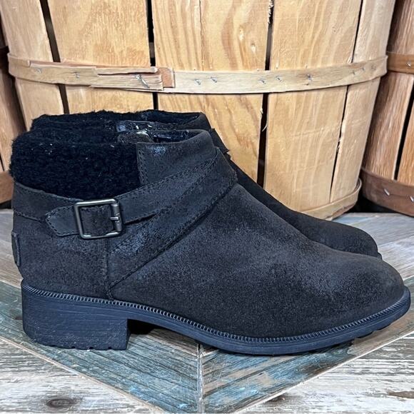 UGG Benson Brown Suede Wool Lined Waterproof Zip-Up Ankle Boots Womens Size 7.5 - Picture 1 of 13